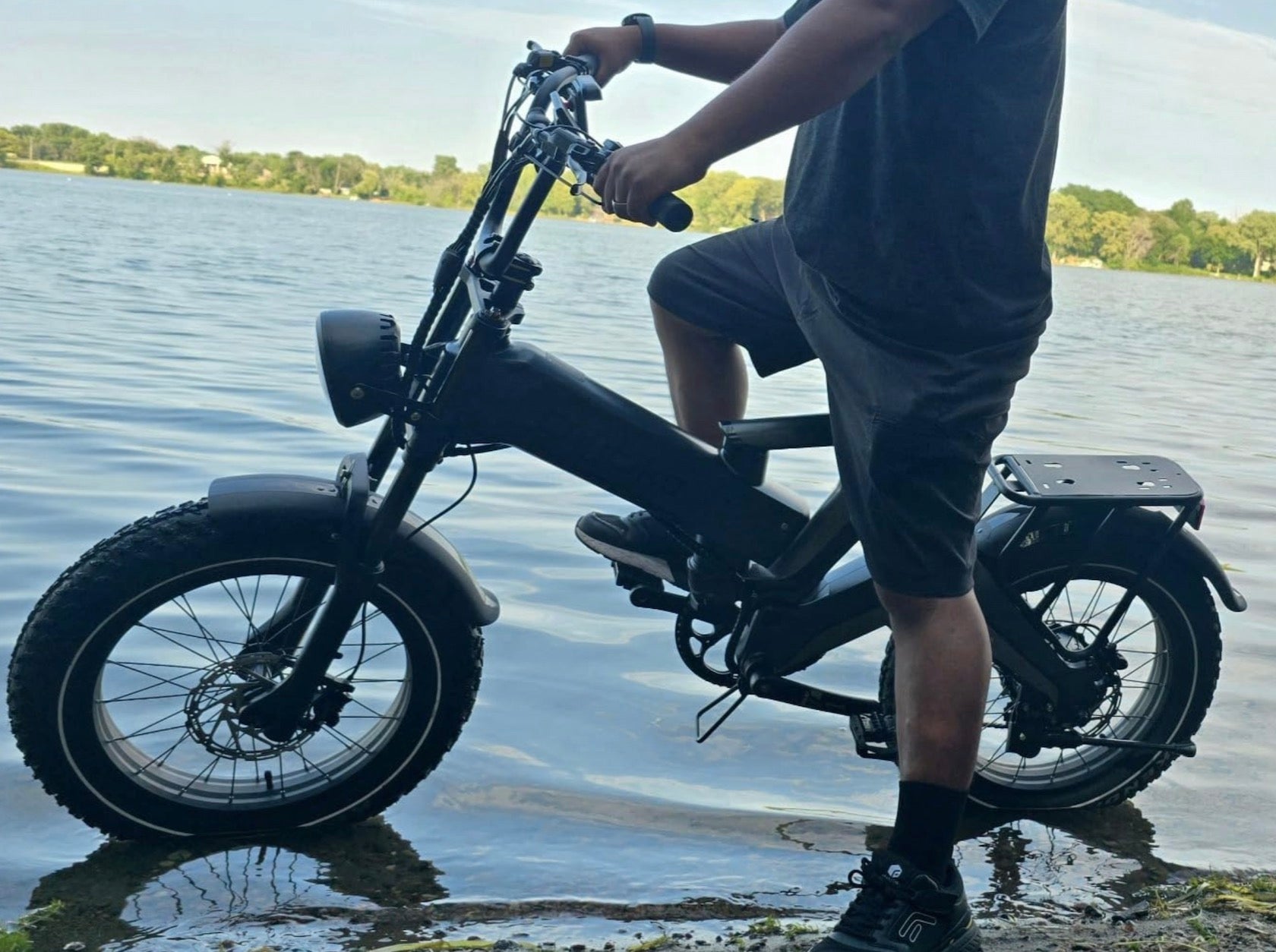 X50 with panniers near the beach