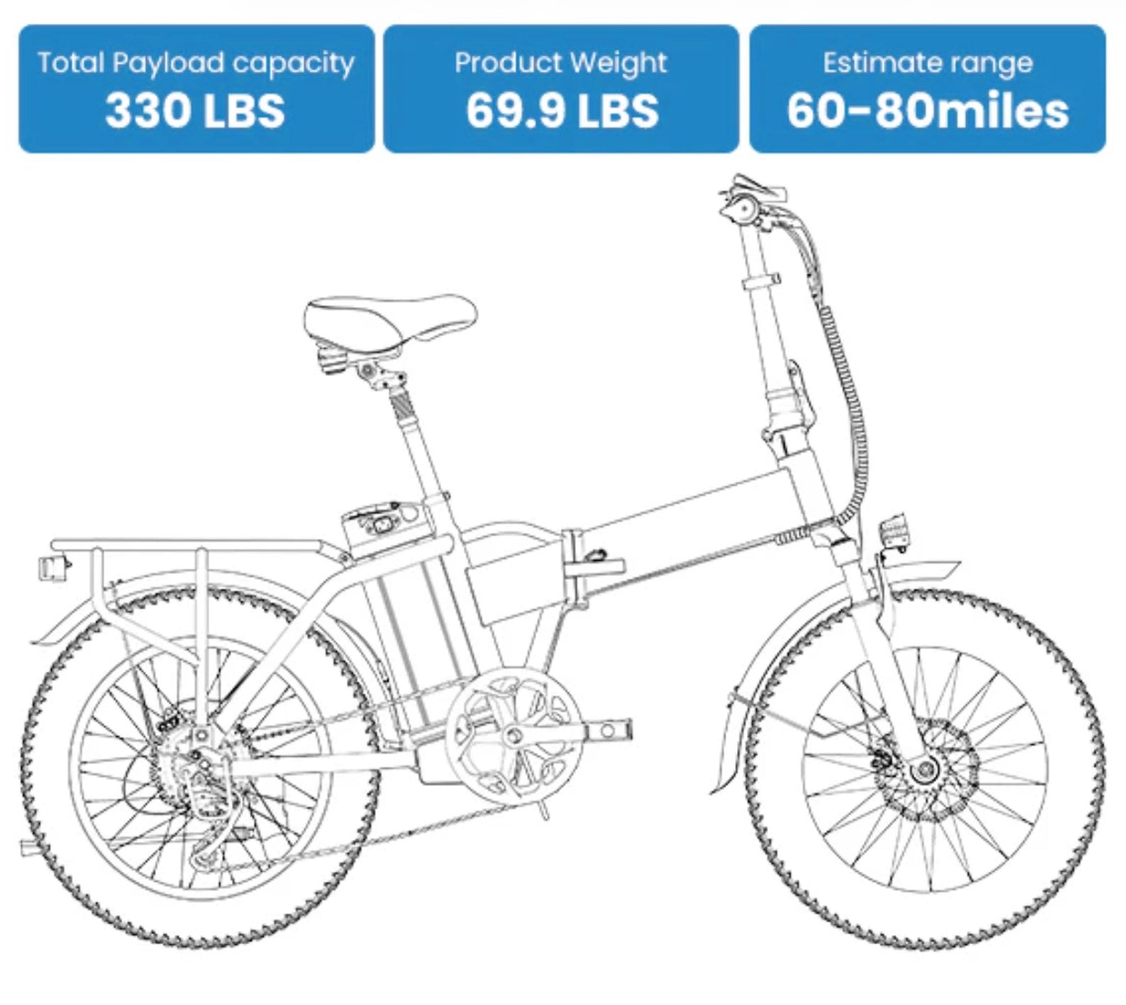 Foldable E-bike Up to 100Mile - 35mph - Low Stock